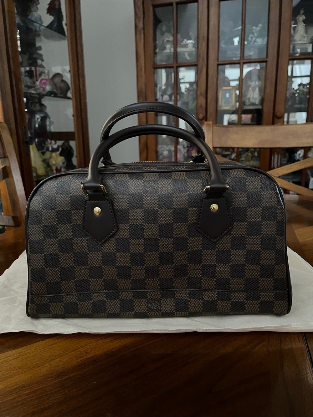 Chic Brown Damier Crossbody Top Handle Satchel Doctor Handbag! - Picture 3 of 7